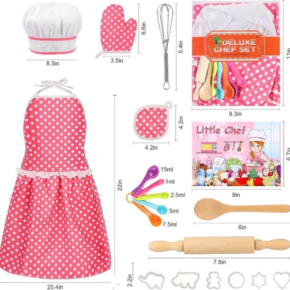 Kids Cooking Baking Set 19Pcs, Kids Chef Role Play Costume Set - Chef Hat - Picture 5 of 7